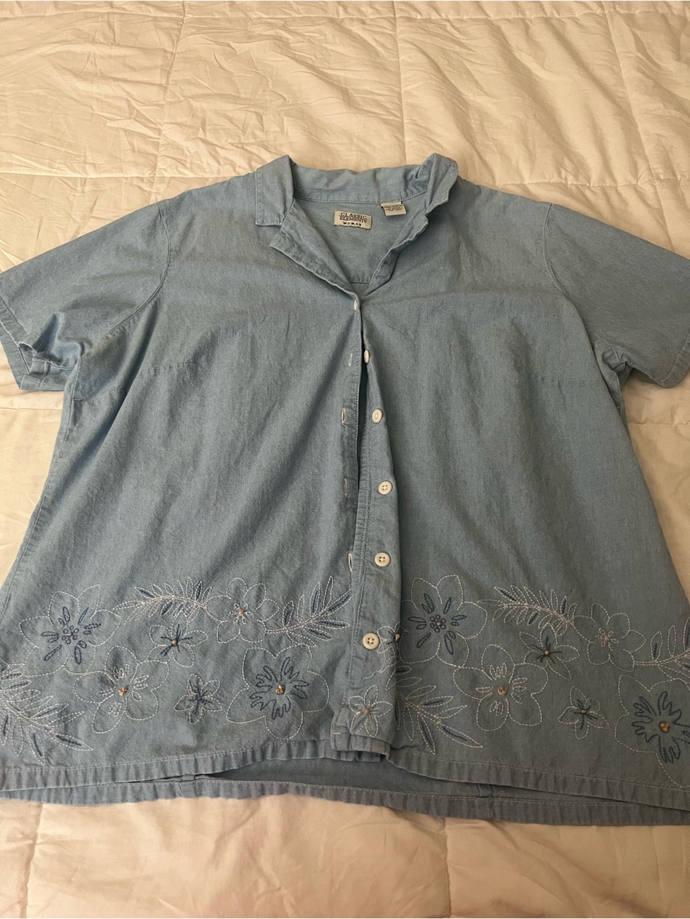 Classic Light Blue Denim Shirt with stitched design